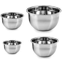 Tigela Bowl Inox Bacia Kit 4 uni Cozinha Residencial Industrial Preparo Receita Versatil Multiuso