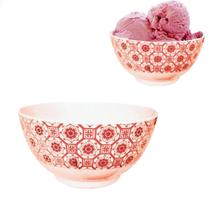 Tigela Bowl Pote Melamina Vermelho Decorado Sobremesa 500ml