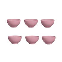 Tigela Bowl Pote Sobremesa Jogo Rosa Fosco Ceramica 6un