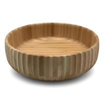 Tigela Bowl Saladeira De Bambu Médio Salada Frutas Canelado Alimento Cozinha Refeição Casa