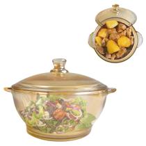 Tigela Caçarola de Vidro Com Tampa 800ml Saladeira - Fx