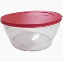 Tigela Clear 4 Litros Transparente com Tampa Vermelha