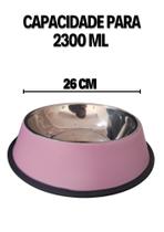 Tigela Comedouro Alimentador para cães em Inox anti ferrugem 26 CM- 2300ml- rosa - BRV