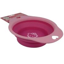 Tigela Comedouro Bebedouro Portátil Dobrável Silicone Para Pets Cães e Gatos Hello KItty 1L