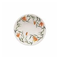 Tigela Cônica Floral 500ml Lírios em Cerâmica Bowl Decorado para Sobremesa, Salada e Mesa Posta