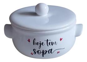 Tigela Cumbuca Branca para Sopa, Caldos e Sopeira, 'Fica, vai ter sopa' 2,4 L