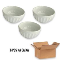 Tigela Cumbuca Canelada G Porcelana Branca Resistente 6 Peças