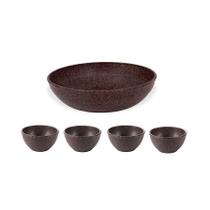 Tigela Cumbuca Jogo Sobremesa Saladeira ECO Marrom Imbuia 5p