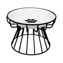 Tigela De Cerâmica Antivertimento Para Gatos Com Suporte De Ferro E Prato De Água Antiderrapante