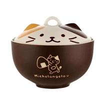 Tigela De Cerâmica De Gato De Desenho Animado De 550ml Com Tampa Caixa De Almoço De Salada De Sopa