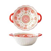 Tigela De Cerâmica Grande Com Alça Para Sopas, Saladas, Frutas, Massas E Sobremesas, Segura Para