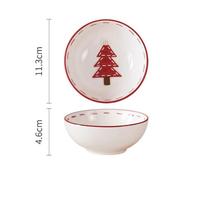 Tigela De Cerâmica Nórdica Com Tema De Natal, Padrão De Papai Noel Para Café Da Manhã, Aveia, Tigela De Cerâmica Nórdica Com Tema De Natal, Padrão De Papai Noel Para Café Da Manhã, Aveia,