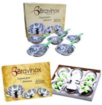 Tigela de inox para sobremesa com colher delicias com 12 pecas na caixa Tigela de inox para sobremesa com colher delicias com 12 pecas na caixa