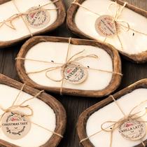 Tigela de massa de madeira Candle Red Barn 100% natural, cera de soja, lavanda