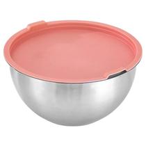 Tigela de mistura de aço inoxidável com tampa hermética de silicone colorido espessa tigelas de salada de metal para cozinha cozinha cozimento servindo tamanho de armazenamento 1.5 / 2/3/4 /5QT - 24cm