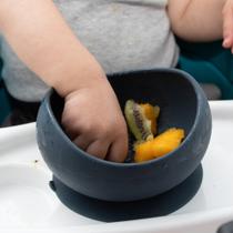 Tigela de Silicone com Ventosa Azul para Bebês Antimicrobiana
