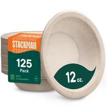 Tigela de sopa descartável Stack Man 12 onças 100% compostável, pacote com 125