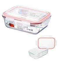 Tigela De Vidro Hermético Vasilha Marmita Mantimentos Tampa 1040ml Para Microondas Freezer Congelador Guarda Alimento