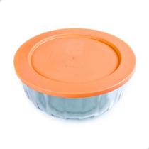 Tigela de Vidro Oceani Com Tampa Laranja 2,4 Litros Vitazza