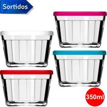 Tigela de Vidro Transparente Americano 4110 350ml com Tampa (Cores Sortidas) Nadir