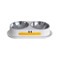 Tigela dupla elevada para animais de estimação com inserções de aço inoxidável Tigela dupla elevada para animais de estimação com inserções de aço inoxidável
