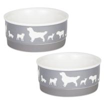 Tigela e vasilha para animais de estimação Bone Dry Dog Bone Ceramic Small Grey