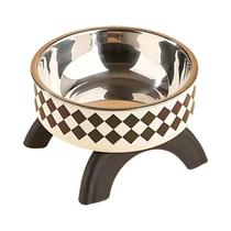 Tigela Elevada Anti-Tip De Aço Inoxidável Para Gatos E Cães Pequenos Com Base De Silicone