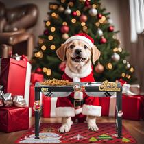 Tigela elevada para cães ADENGL para o Natal com 2 peças de aço inoxidável