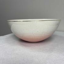 Tigela em Porcelana Gaia Rosa c/Borda Dourada Grande 22x9cm