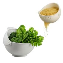 Tigela Escorredor Macarrão Legumes Branco Retrátil Prana