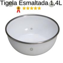 Tigela Esmaltada 1,4 Litros Branca esmalte Retro com Borda Aluminio Tigela Esmaltada 1,4 Litros Branca esmalte Retro com Borda Aluminio