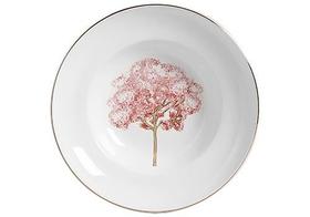 Tigela Grande com Aba com Filete Ouro Ipê Rosa Scalla Cerâmica Tigela Grande com Aba com Filete Ouro Ipê Rosa Scalla Cerâmica