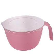 Tigela inovar multiuso com tampa 1,5l rosa translucido tr-01