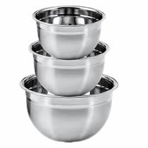 Tigela Inox Bowl 22cm, 20cm, 18cm Ideal para Chefs e Cozinha Prática Resistente, Fácil de Limpar e Versátil