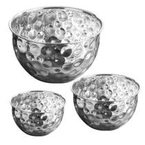 Tigela Inox Bowl Cumbuca Kit 3 unidades Salada Fruta Mesa Posta Refeiçao Sala de Jantar Buffet Cozinha Multiuso