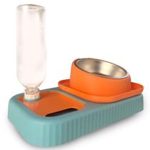 Tigela LARANJA E AZUL 2 em 1 alimentação bebedouro/automático cães gatos - C3b - 7908169021696