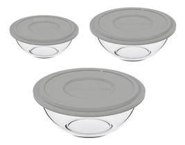 Tigela Marinex Bowl de vidro com Tampa Conjunto com 3 peças