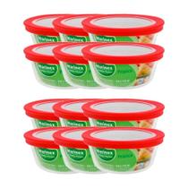 Tigela Marinex Prática 600ml Pequena Redonda 631201 com Tampa Transpararente - Embalagem com 12 Peças