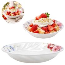 Tigela Melamina 400ml Mesa Branca Floral Decorada Cozinha