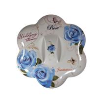 Tigela Melamina Plástico Resistente 7 Compartimentos Flor Azul Casamento Tigela Melamina Plástico Resistente 7 Compartimentos Flor Azul Casamento