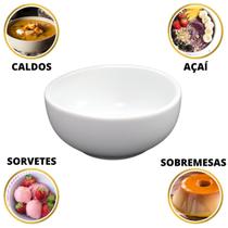 Tigela Mexicana Bowl 400 ml Porcelana Branca Sopa Caldo Sobremesa Mousse Refratário Apto para Forno 13,5 cm