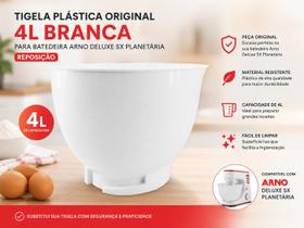 Tigela Original Arno Planetária 4L Branca Plástico Ultra Resistente para Batedeira Tigela Original Arno Planetária 4L Branca Plástico Ultra Resistente para Batedeira