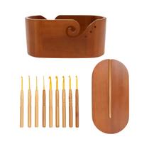 Tigela Oval De Madeira Para Fio Com Tampa, Suporte Liso Para Armazenamento De Tricô E Crochê Com Tigela Oval De Madeira Para Fio Com Tampa, Suporte Liso Para Armazenamento De Tricô E Crochê Com