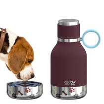 Tigela para cães anexada a uma garrafa de viagem isolada de aço inoxidável Tigela para cães anexada a uma garrafa de viagem isolada de aço inoxidável