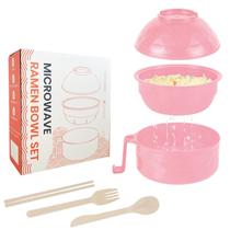 Tigela para Cozinhar Ramen RORBAM Segura para Micro-ondas Sem BPA Rosa