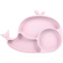 Tigela Prato Silicone Baleia Interativo Educativo Infantil Bebê com Divisórias Introdução Alimentar