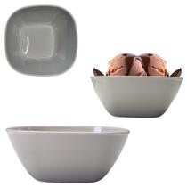 Tigela Quadrada Bowl em Melamina Pote Cinza 300ml Resistente