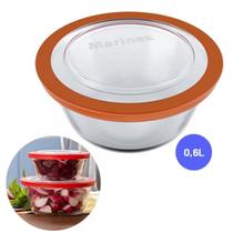 Tigela Redonda Com Tampa Plástica Marinex Pratica 600ml