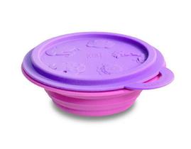 Tigela Silicone com Tampa Baleia Roxo - 14x14x4cm 200ml - Marcus & marcus