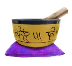 Tigela Tibetana Colorida 4 Metais Sagrados Orin + Baqueta + Almofada